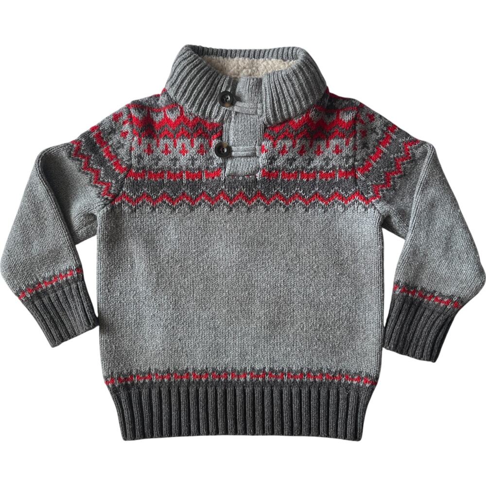 Baby GAP Sweater Boy's 4T Fair Isle Knit Christmas High Collar Comfy Grandpa
